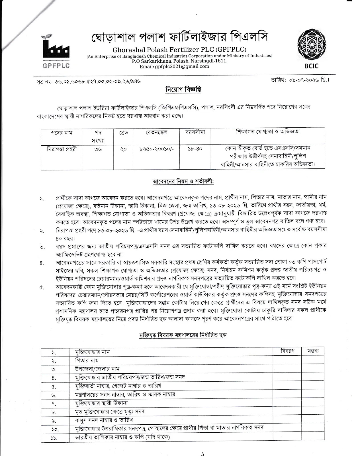 GPFPLC Job Circular 2026