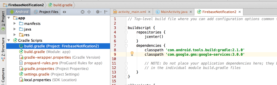 Google Service to Gradle