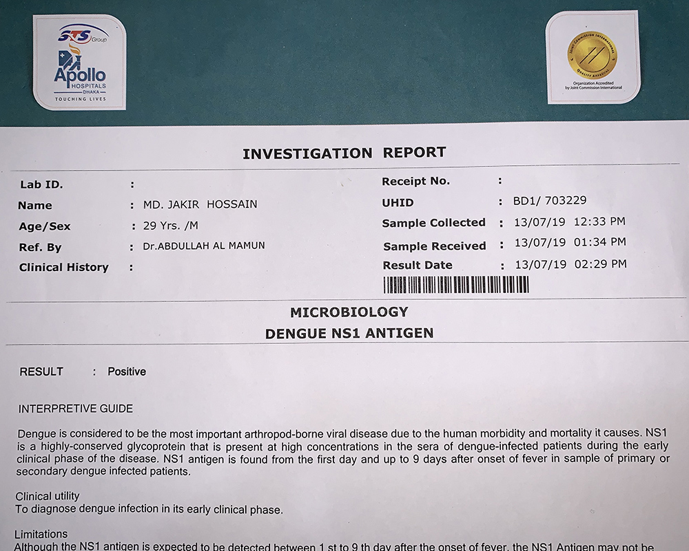 dengue result